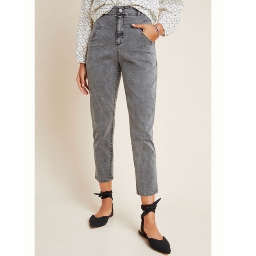 anthro high-rise carbon wash pants